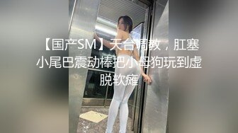 【国产SM】天台调教，肛塞小尾巴震动棒把小母狗玩到虚脱软瘫