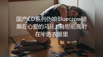 国产CD系列伪娘Bluecrow骑乘在心爱的马JJ上自慰前高射在半透衣服里